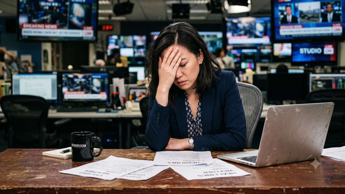 A woman facepalming, probably because she read about all the breaches of this month